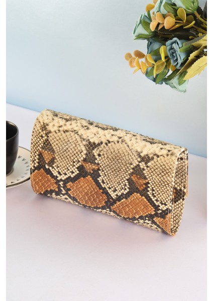 Elysara EB0399 | Yılan Desen Zarif Çıtalı Portföy Çanta fiyatları