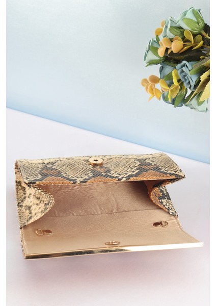 Elysara EB0399 | Yılan Desen Zarif Çıtalı Portföy Çanta modelleri