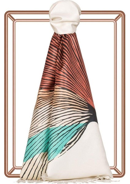 Ipek Ağacı Desenli Ipek Şal 6435-KREM