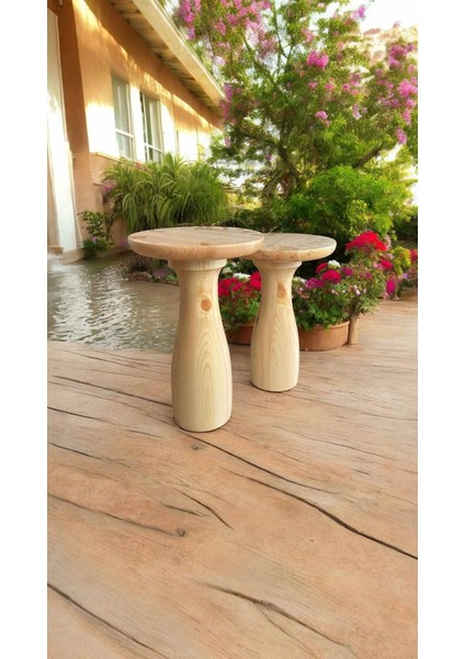 Mantar Sehpa 2li Set Ahşap Naturel Renk Yan Sehpa fiyatları