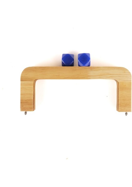 20 cm Ahşap Burs Saks Mavi Akrilik Boncuk Başlıklı Çanta Bursu Natural Renk