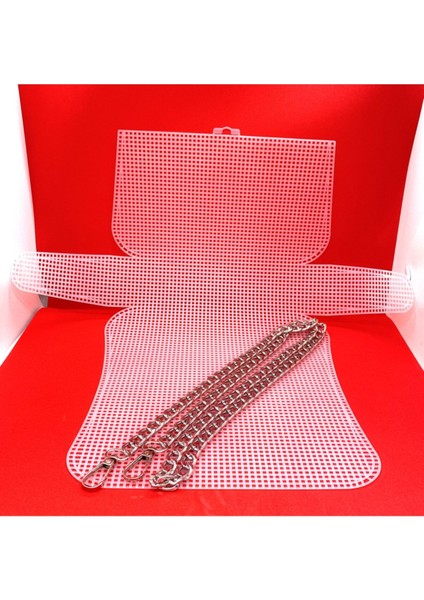 Gümüş Gri 22*45 Metal Çanta Zinciri Plastik Çanta Kanvası