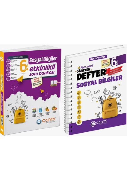 Çanta 2026 6. Sınıf Sosyal Bilgiler Etkinlikli Kazanım Soru Bankası + Defter Seti 2 Kitap Güncel Müfredat