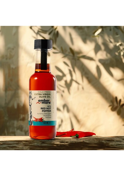 Acı Kırmızı Biber Çeşnili Naturel Sızma Zeytinyağı 100 ml