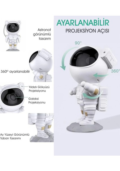 Yıldız Projektör Astronot Işıklı Galaksi Samanyolu Projeksiyon Kumandalı Gece Lambası fırsatları