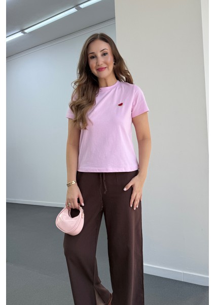 Watermelon Pembe Karpuz Nakışlı %100 Pamuk Tshirt