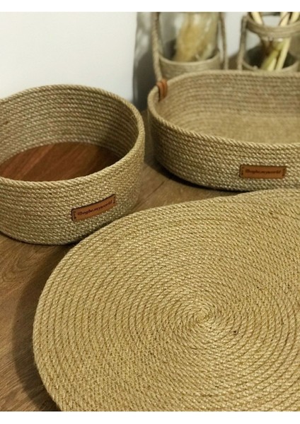 Doğal Hasır Sepet ve Servis Takımı, 6 Kişilik, Haki Renkli, Şık ve Hafif Tasarım fiyatları