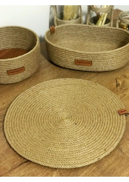 Doğal Hasır Sepet ve Servis Takımı, 6 Kişilik, Haki Renkli, Şık ve Hafif Tasarım modelleri
