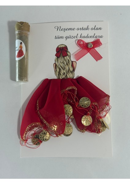 Kırmızı Gold Şifon Kartlı Hediyelik Kına ve Halay Mendili 10 Adet Gelin Damat Düğün Kına Nişan Bride fiyatları
