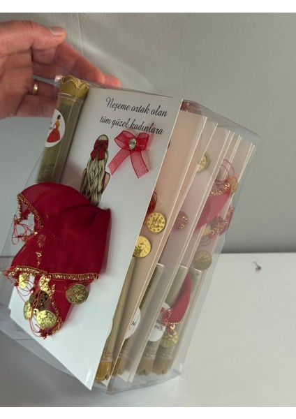 Kırmızı Gold Şifon Kartlı Hediyelik Kına ve Halay Mendili 10 Adet Gelin Damat Düğün Kına Nişan Bride modelleri