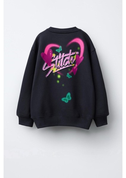 Kız Çocuk 3 Iplik Kumaş Baskılı Sweatshirt ve Eşofman Altı Alt Üst Takım modelleri