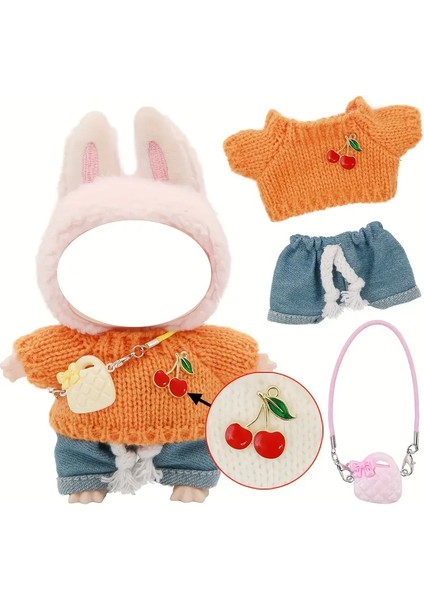 Bebek Kıyafetleri Kiraz Broşlu 15-17 cm Bebekler Için (Sadece Kıyafet)