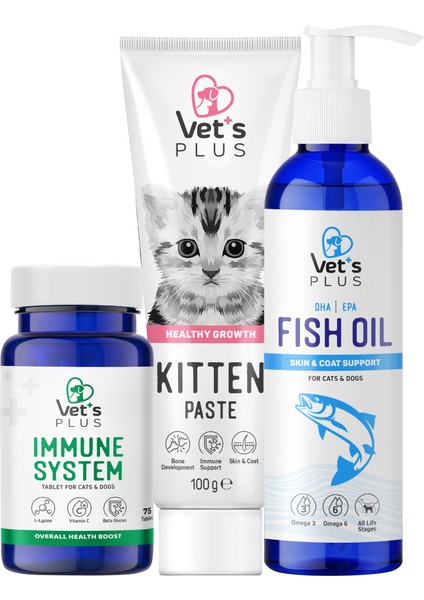 Yavru Kedi Gelişim Paketi (Tüy Yumağı Önleyici, Immune Sistemi Desteği, Tüy ve Cilt Bakımı)