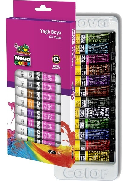 Yağlı Boya Seti 12 Renk 12 ml 1 Paket Nova Color Yağlıboya 12 Li Seti Tüpte Canlı Renkler