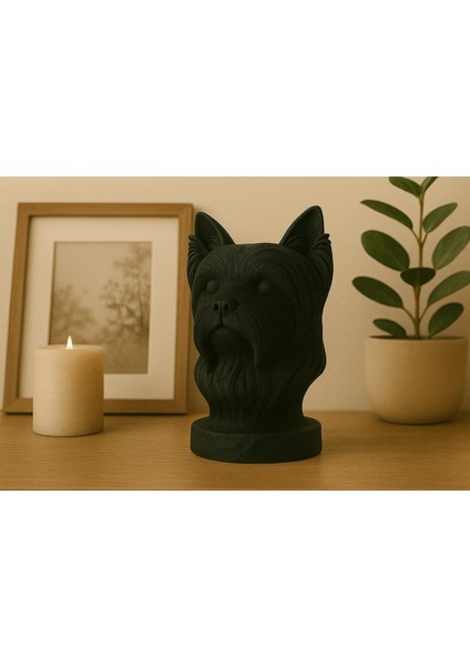 Siyah Yorkshire Terrier Köpek Büstü – Dekoratif Heykel modelleri