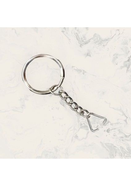 Zincirli Anahtarlık Halkası 50 Adet Aparatlı 2.5cm Çap 2.5cm Zincir Uzunluğu