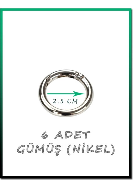 Gümüş Açılır Yaylı Halka 6'lı Set