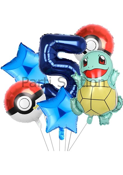 Pokemon Squirtle Konsept 5 Yaş Balon Set Pokemon Squirtle Balon Doğum Günü Folyo Balon Set