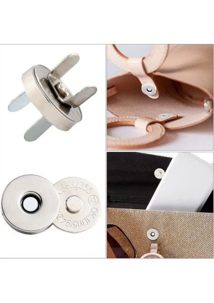 Örgü Çantaya Mıknatıslı Çıtçıt Gümüş Renk 5li