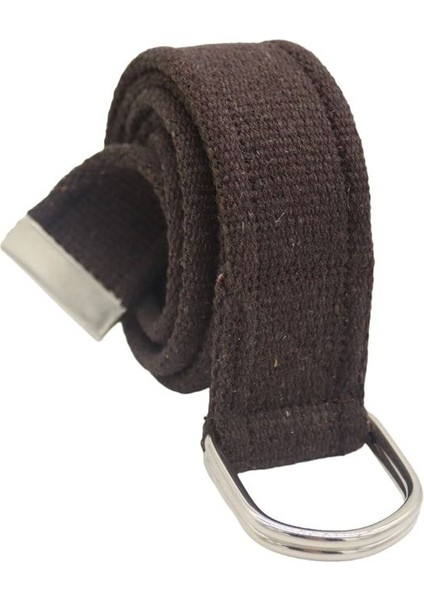 Unisex Kahverengi D Halkalı Dokuma Taktik Spor Kanvas Bez Kot Kemer