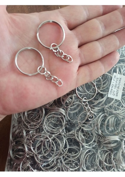 100 Adet Zincirli Anahtarlık Halkası (Yuvarlak Model)