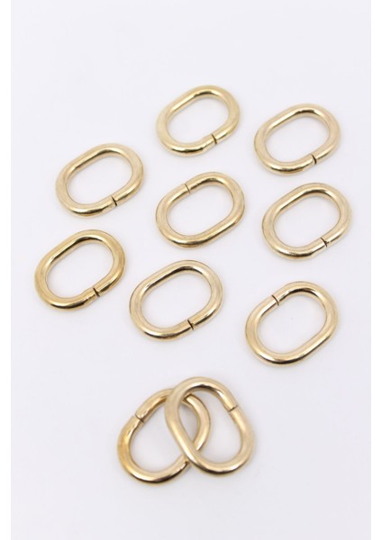 10 Adet 2,5 cm Oval Halka Light Gold