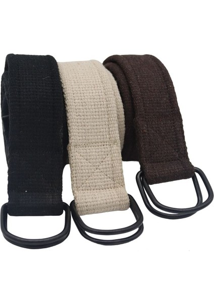 Unisex 3'lüsiyahkrem-Bej Kahverengi D Tokalı Siyah Halkalı Dokuma Taktik Spor Kanvas Bez Kotkemer