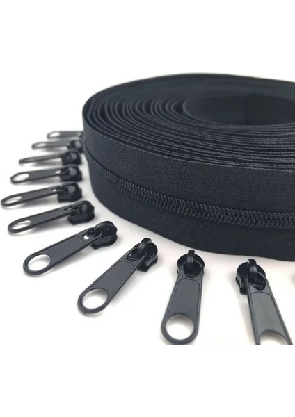 Fermiks 50 Metre Siyah T5 Fermuar ve 100 Adet Siyah Başlık