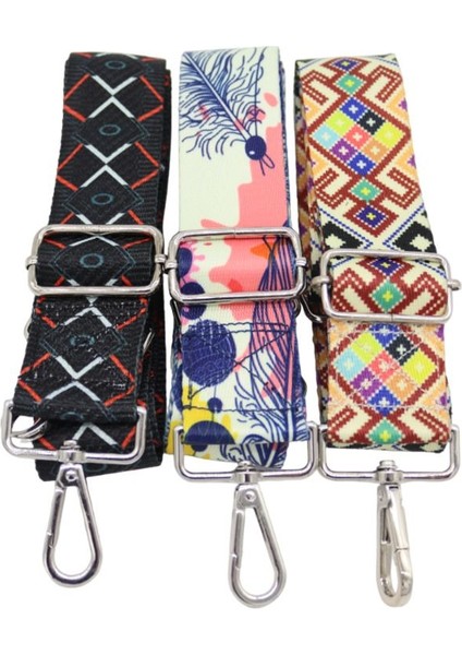Üçlü Set Etnik Desenli Ayarlanabilir 4cm Çanta Askısı (4CX120CM)