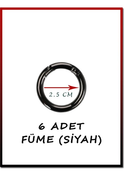 Siyah Açılır Yaylı Halka 6'lı Set