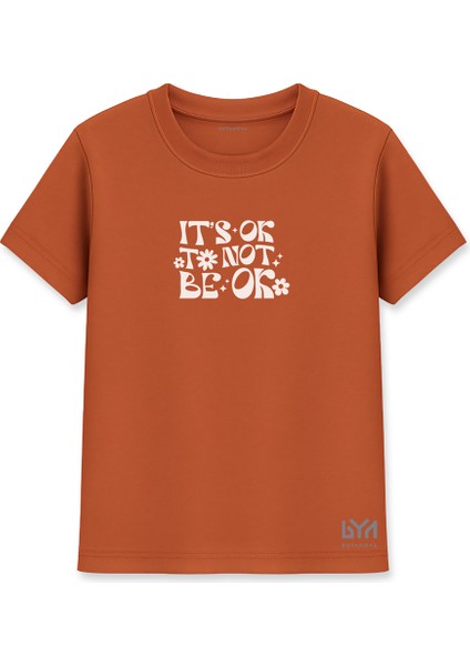 It's Ok Not Ok Kadın Basic Kiremit Tişört