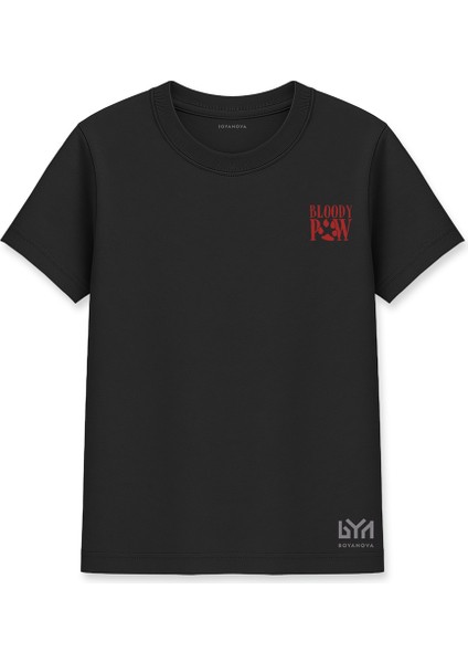 Savaşçı Tavşan Baskılı Siyah Basic Tişört