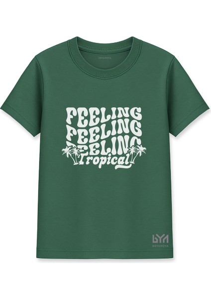 Feeling Tropical Kadın Basic Yeşil Tişört