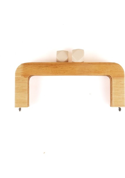 20 cm Ahşap Burs Bej Akrilik Boncuk Başlıklı Çanta Bursu Natural Renk