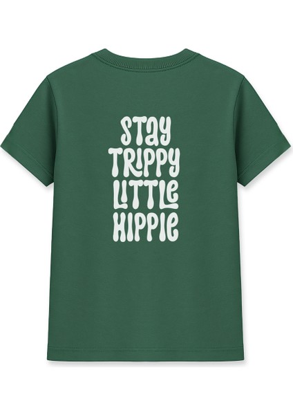 Stay Trippy Little Hippie Kadın Basic Yeşil Tişört