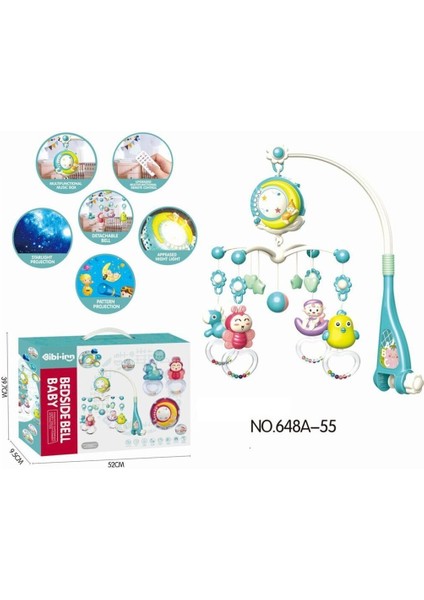 BIB-648A-55 -Vardem Işıklı Müzikli Kumandalı Mavi Bebek Dönencesi