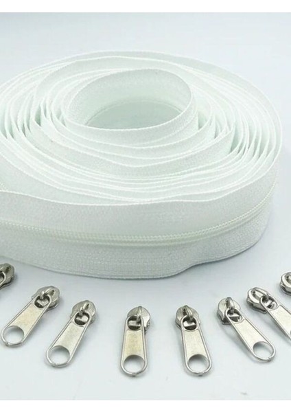 Fermiks 20 Metre T5 Beyaz Fermuar ve 40 Adet Beyaz Başlık