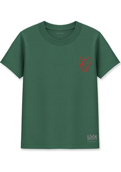 Hilalli Bozkurt Maskesi Minimal Yeşil Basic Tişört
