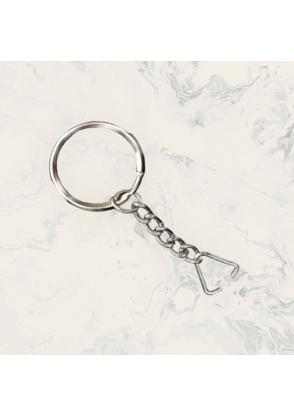 Zincirli Anahtarlık Halkası 25 Adet Aparatlı 2.5cm Çap 2.5cm Zincir Uzunluğu