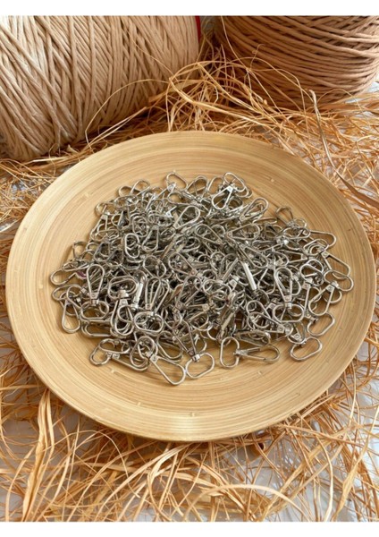 Makrome Anahtarlık ve Çanta Kancası 2 cm Gümüş 10 Adet