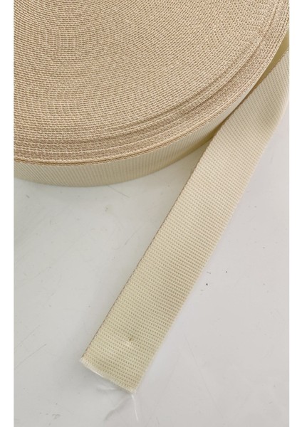 Şerit Kolon Polyester Çanta Askısı 4 cm -Krem 2 Metre