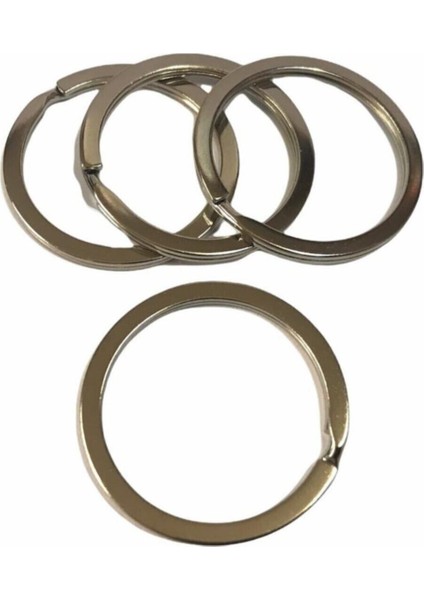 Anahtarlık Halkası Yassı 25 Adet Deri El Aleti Nikel - 2,8 cm