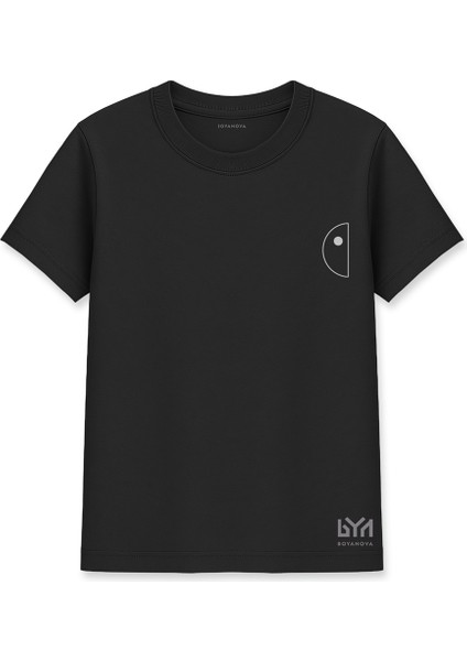 Yarım Daire Minimal Çizim Siyah Basic Tişört