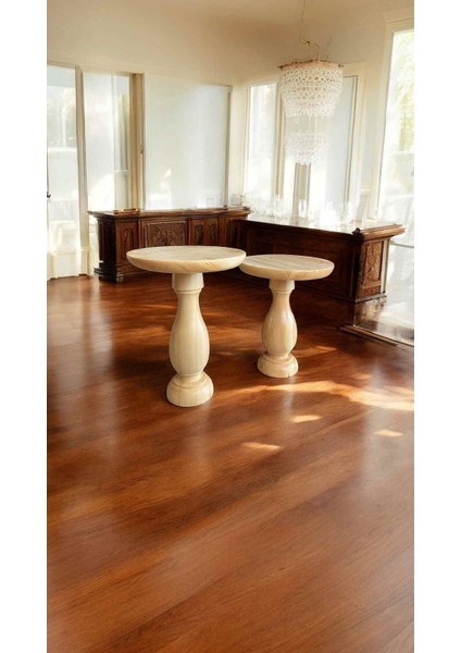 Naturel Renk Ahşap Mantar Sehpa Takımı 2li Set fiyatları