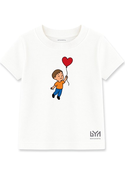 Kalpli Uçuş Beyaz Çocuk Basic Tişört