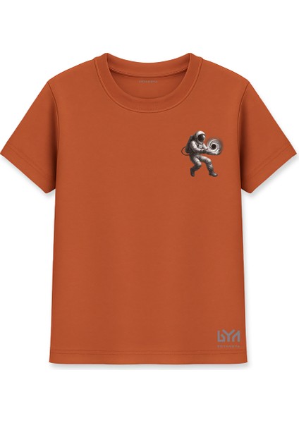 Karadelik Tutan Astronot Minimal Kiremit Basic Tişört