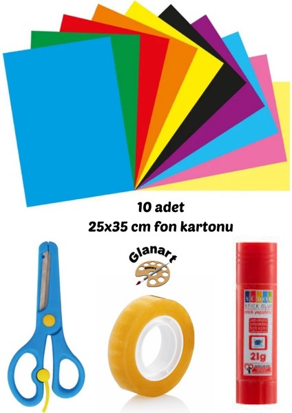25X35 cm Fon Kartonu Yapıştırma Seti Makas Erkek Rengi Bant+Yapıştırıcı fiyatları