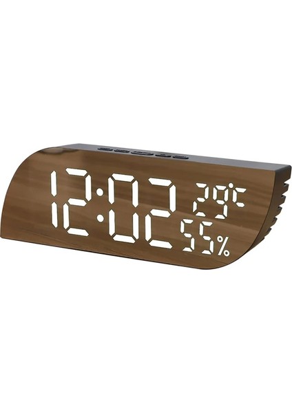 USB ve 3 Pille Çalışabilen Ayna Ekranlı Dijital Masa Saati | Alarm, Termometre, Nem Ölçer, Otomatik Parlaklık Ayarı | Şık Modern Tasarım, Beyaz Işık
