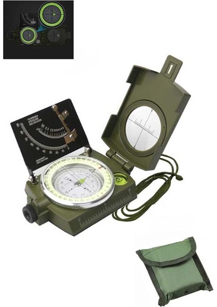 Bez Kılıflı Gece Parlayan Fosforlu Skalalı Fonksiyonlu Katlanır Metal Askeri Vb. Pusula