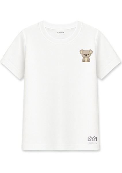 Koala Figürlü Beyaz Basic Tişört